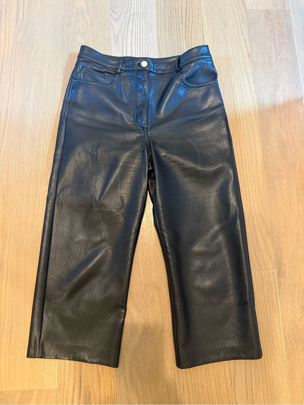 Wilfred Black Faux Leather Wide-Leg Jeans